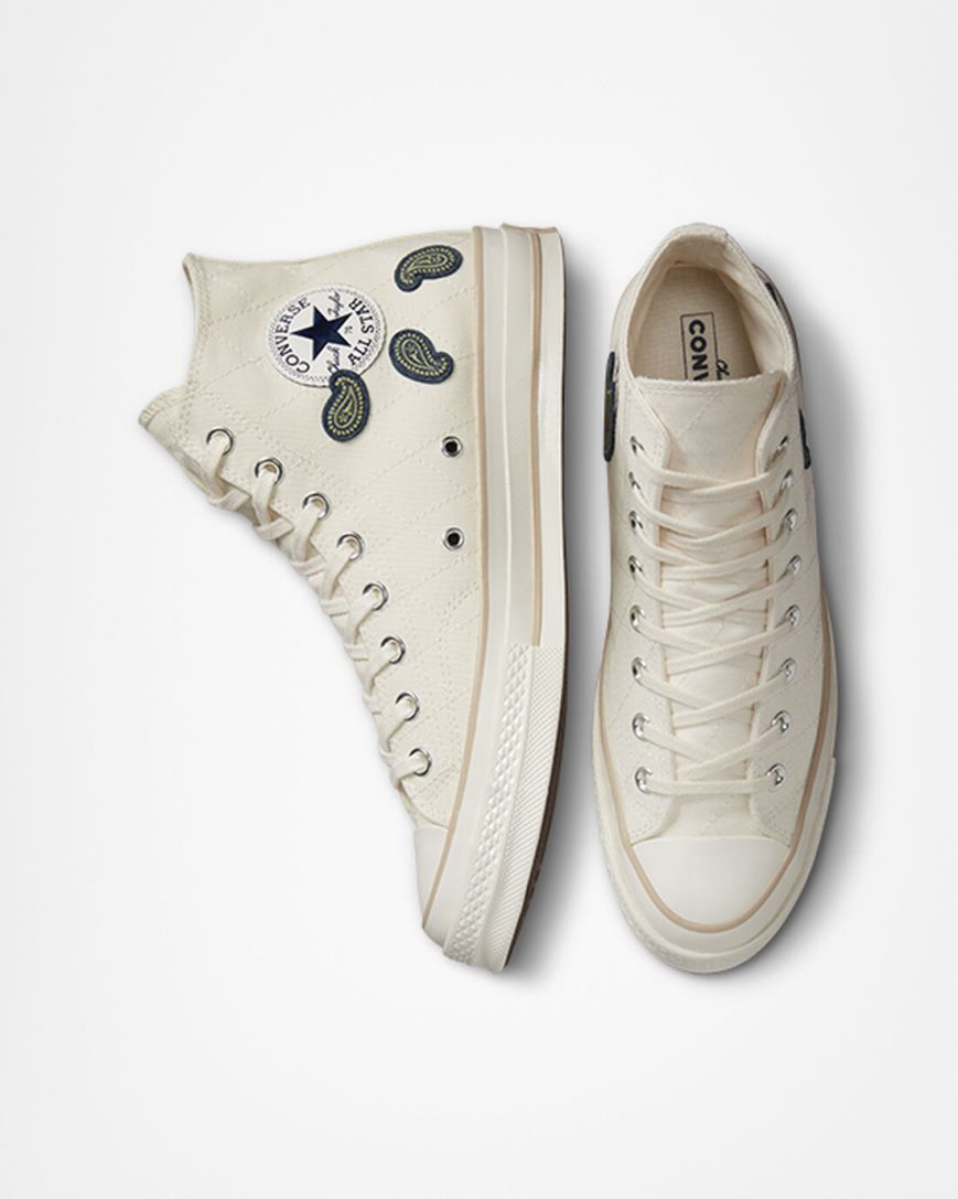 Women's Converse Chuck 70 Crafted Patches High Top Shoes Beige / Navy / Green | AU 8E0C4J